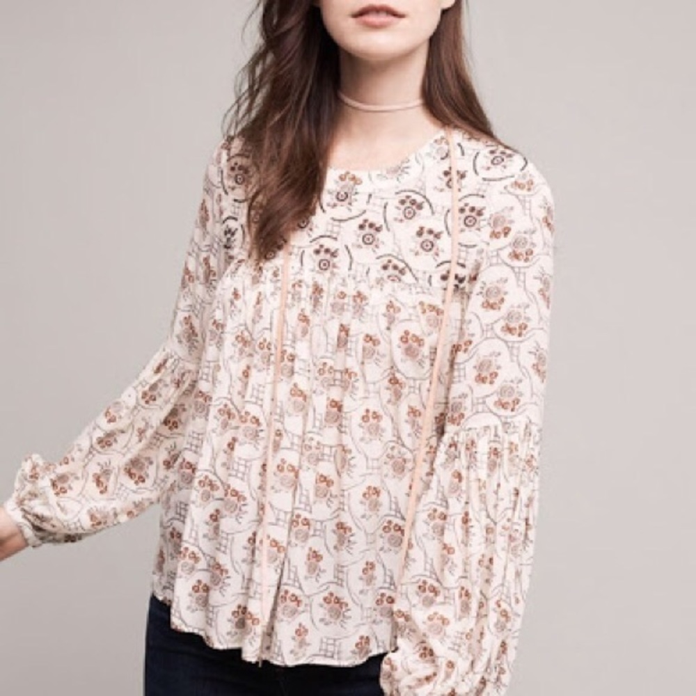 Anthropologie Floreat Sala Beaded Blouse
